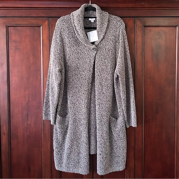NWT J. Jill purejill XL Gray Cotton Poly Boucle Cardigan Sweater Coat Duster - Picture 1 of 15